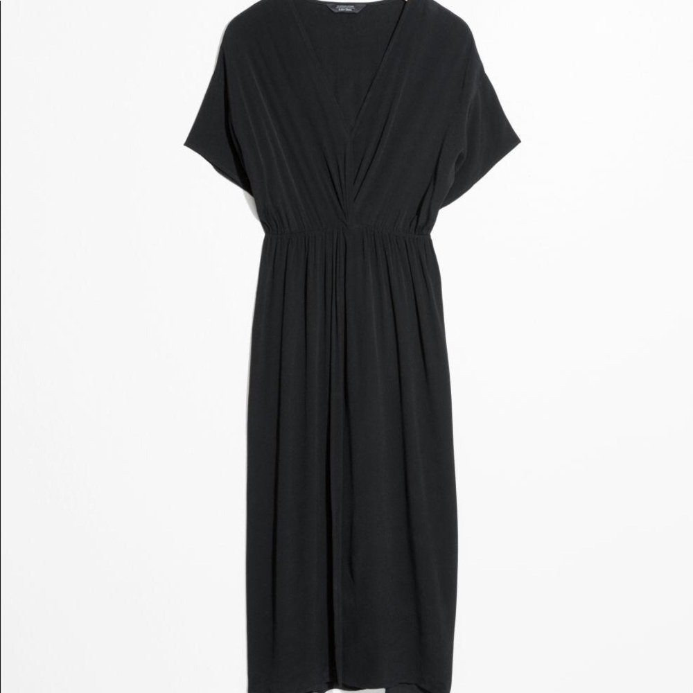 & other stories twist knot front midi dress